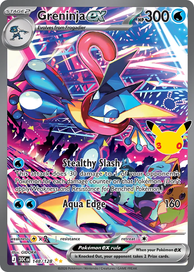 Greninja ex – 30th Celebration 148/128 Pokémon card