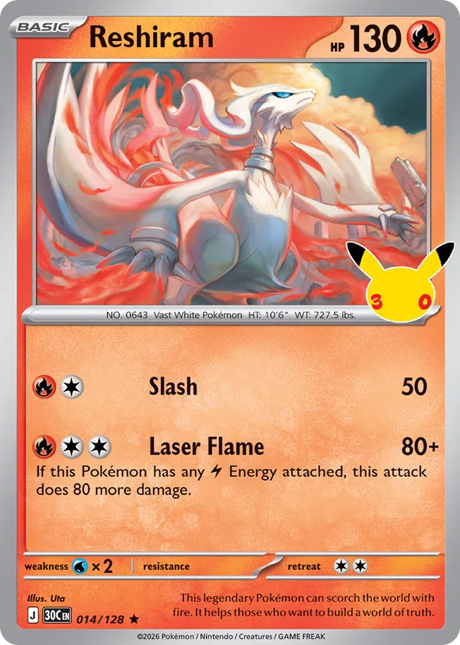 Reshiram – 30th Celebration 014/128 Pokémon card