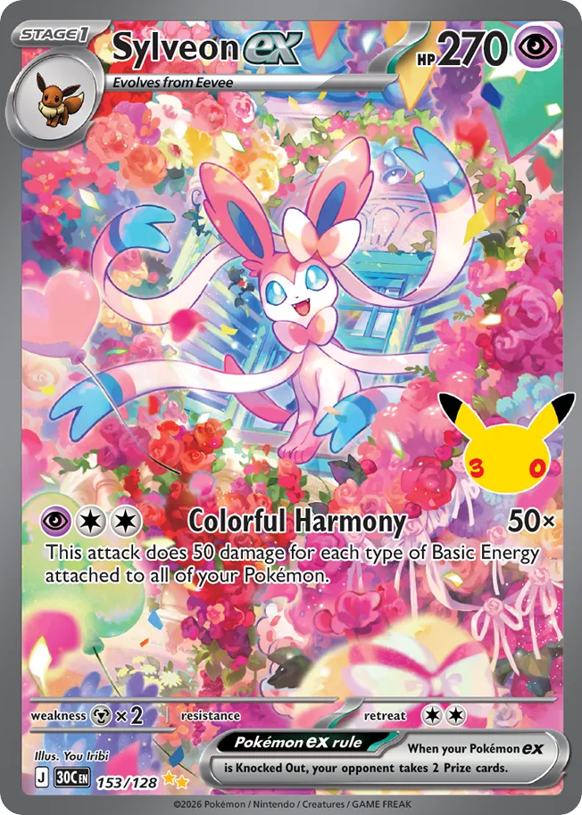 Sylveon ex – 30th Celebration 153/128 Pokémon card