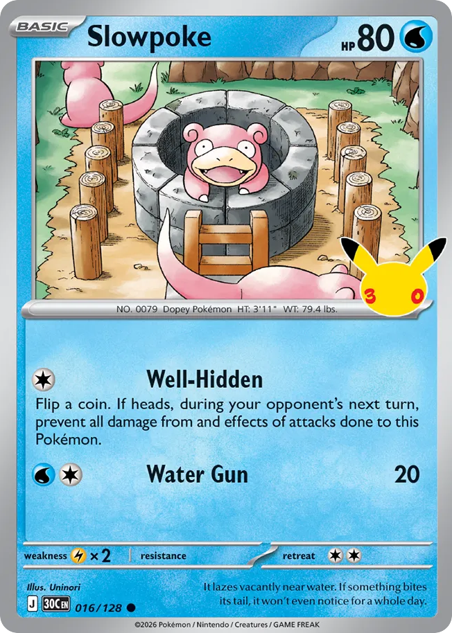Slowpoke – 30th Celebration 016/128 Pokémon card