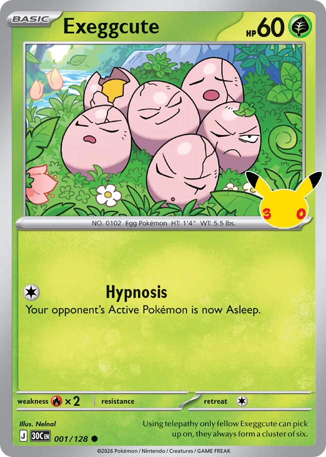 Exeggcute – 30th Celebration 001/128 Pokémon card