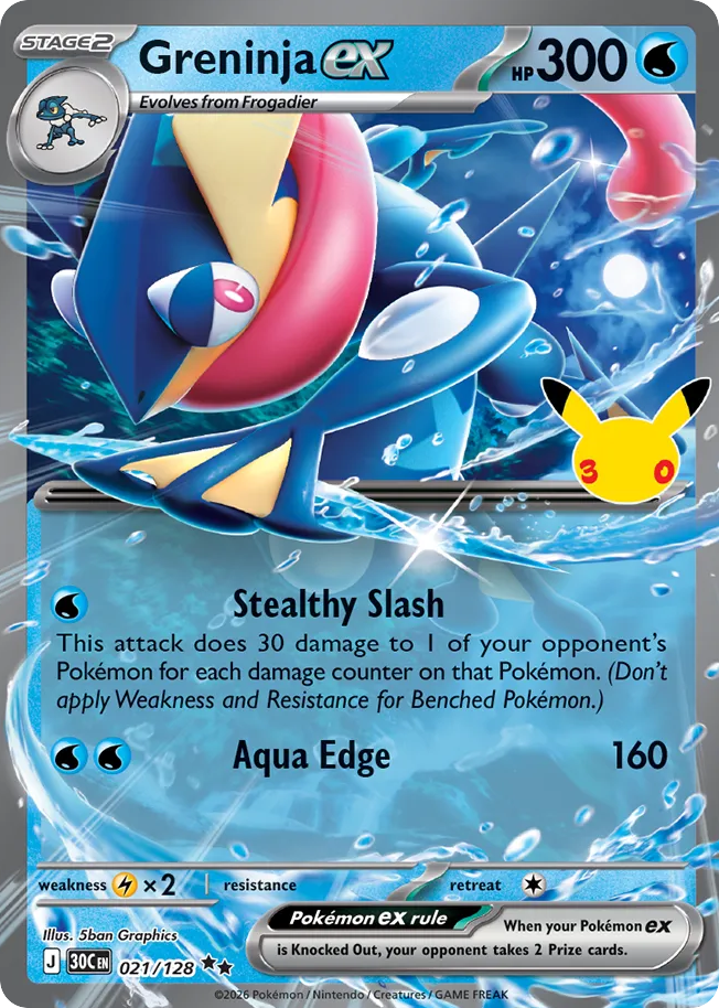 Greninja ex – 30th Celebration 021/128 Pokémon card