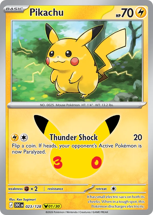 Pikachu – 30th Celebration 023/128 Pokémon card