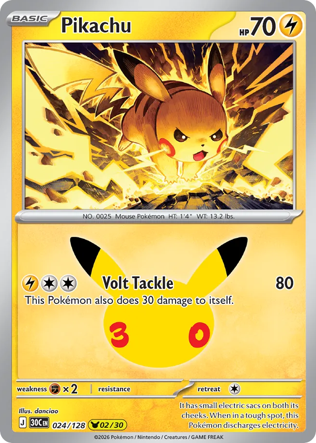 Pikachu – 30th Celebration 024/128 Pokémon card