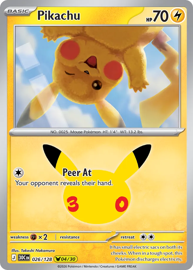 Pikachu – 30th Celebration 026/128 Pokémon card