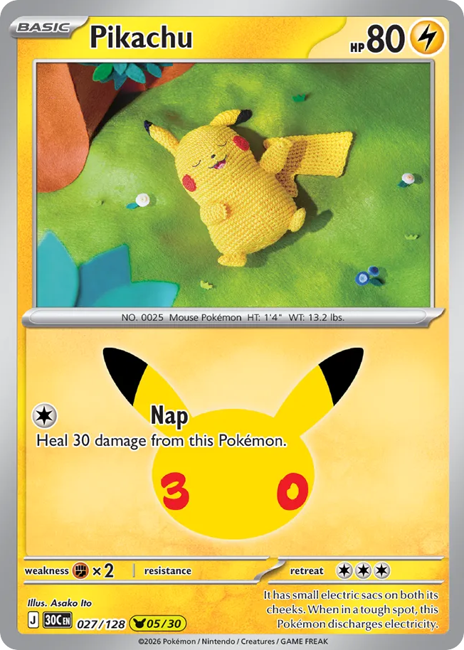 Pikachu – 30th Celebration 027/128 Pokémon card