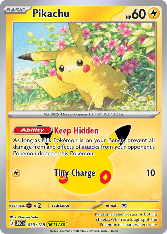 Pikachu – 30th Celebration 033/128 Pokémon card