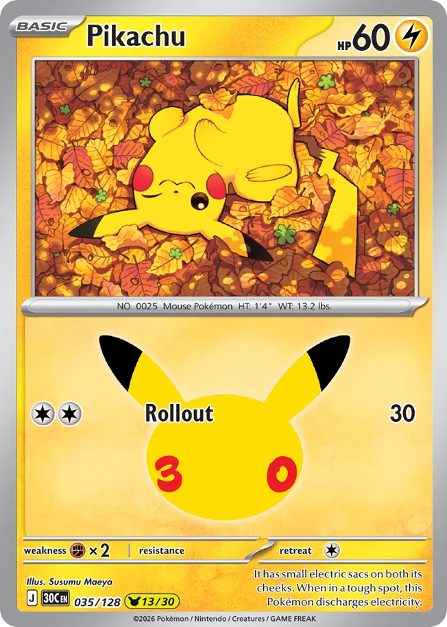 Pikachu – 30th Celebration 035/128 Pokémon card