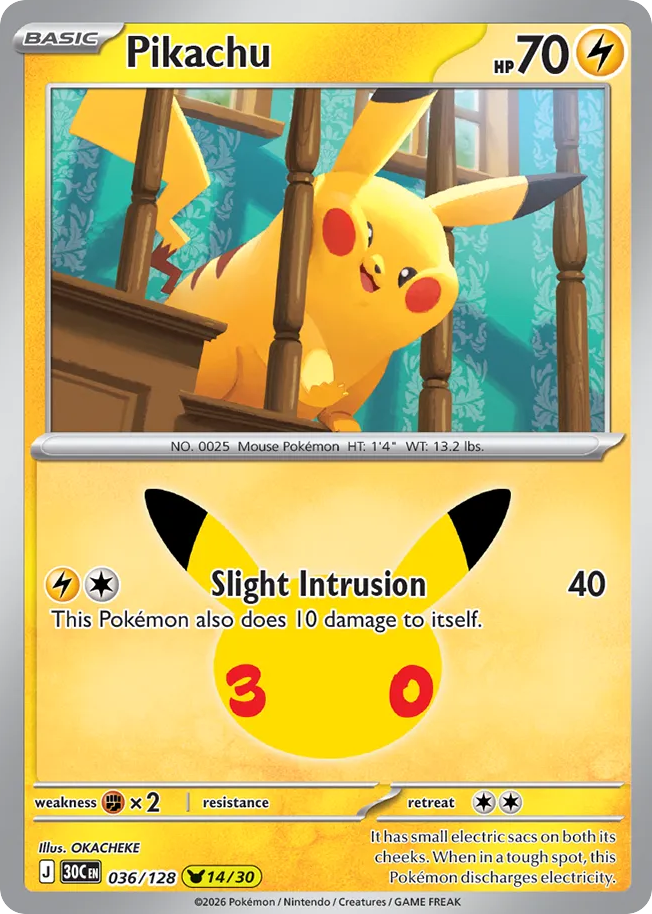 Pikachu – 30th Celebration 036/128 Pokémon card