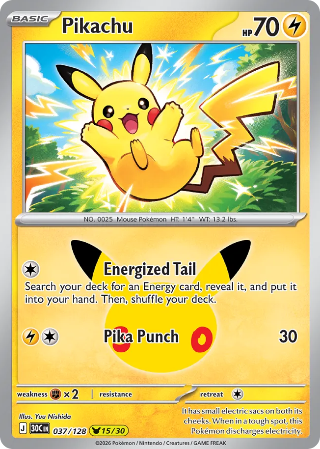 Pikachu – 30th Celebration 037/128 Pokémon card