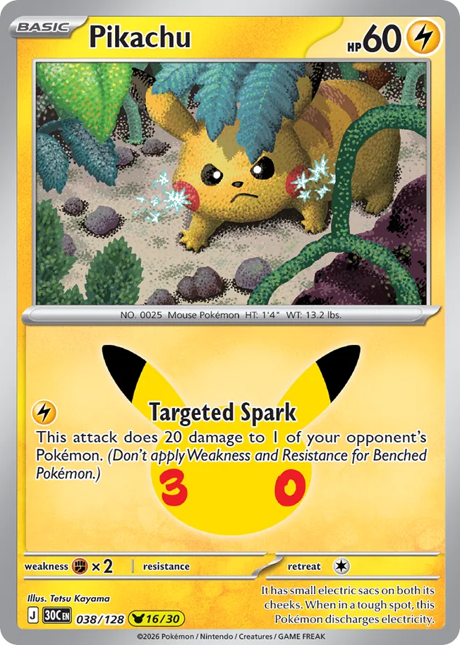Pikachu – 30th Celebration 038/128 Pokémon card