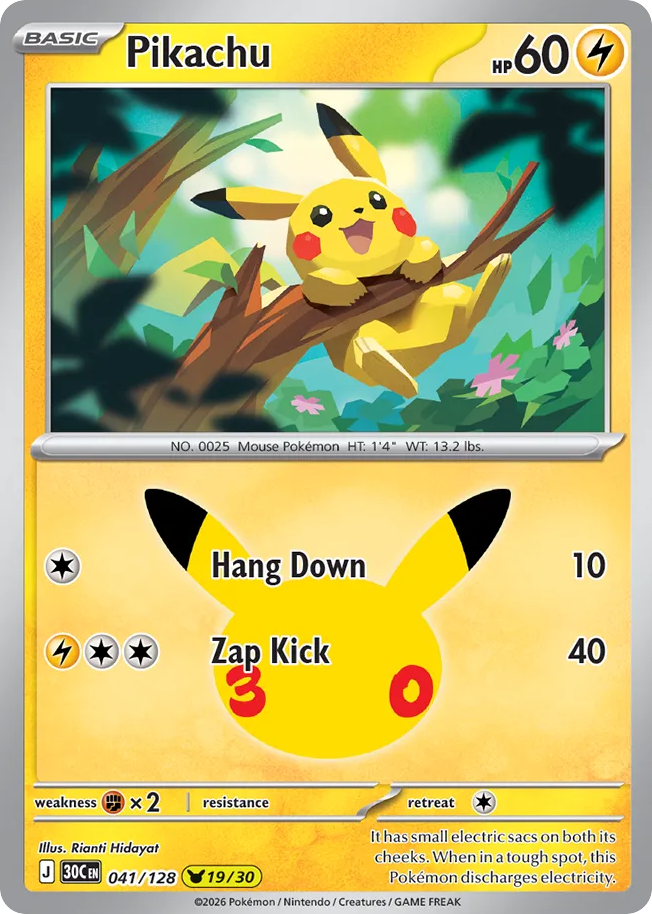 Pikachu – 30th Celebration 041/128 Pokémon card