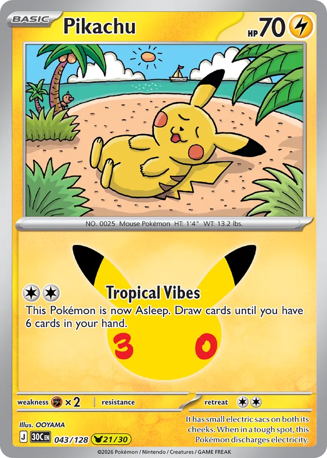 Pikachu – 30th Celebration 043/128 Pokémon card
