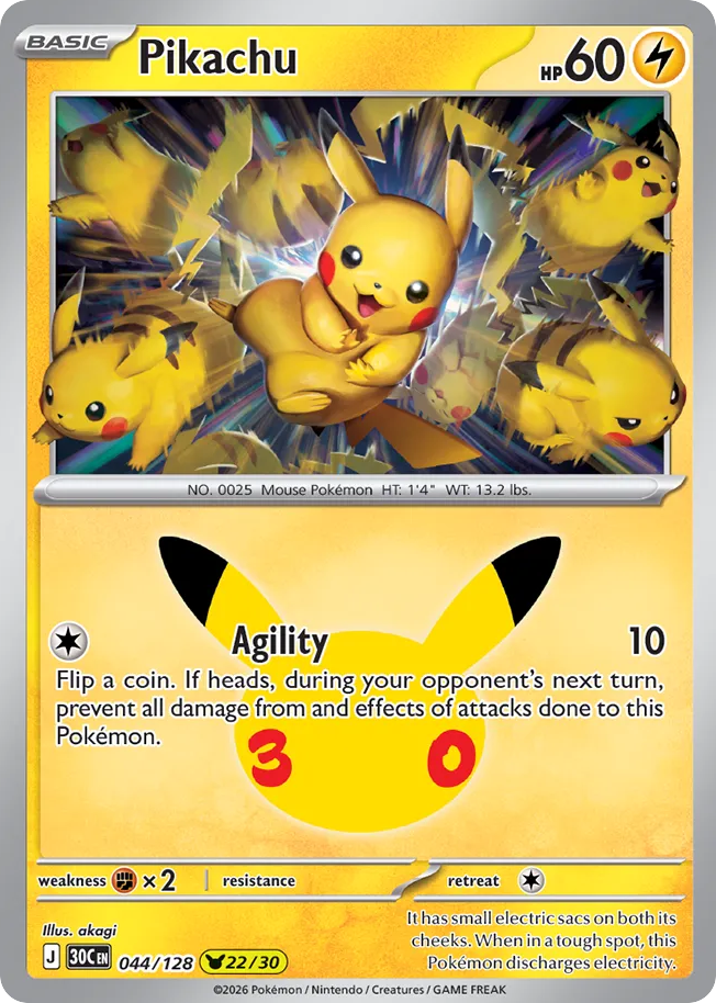 Pikachu – 30th Celebration 044/128 Pokémon card