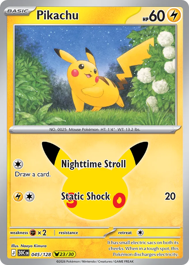 Pikachu – 30th Celebration 045/128 Pokémon card