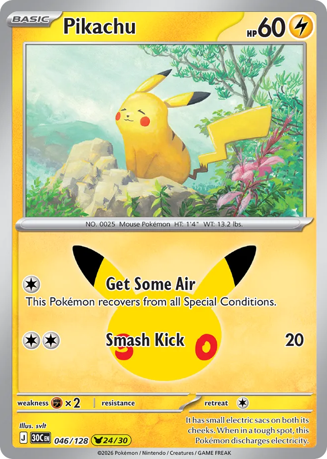 Pikachu – 30th Celebration 046/128 Pokémon card