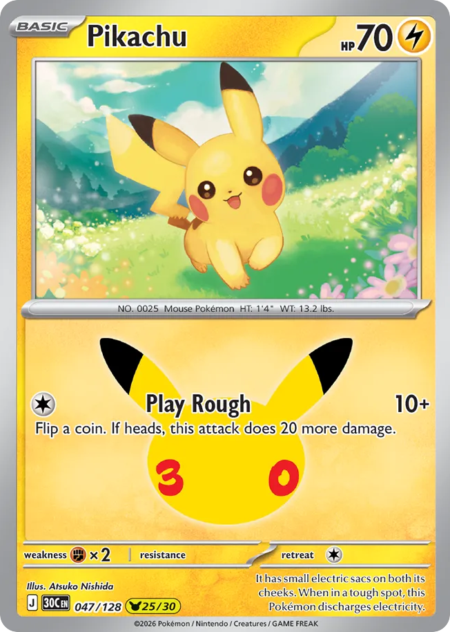 Pikachu – 30th Celebration 047/128 Pokémon card