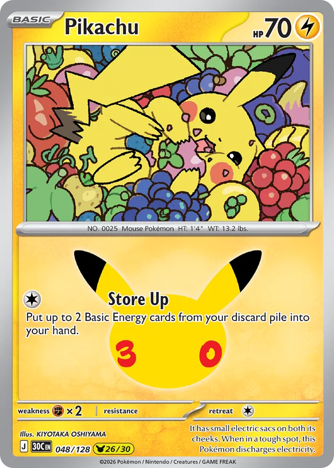 Pikachu – 30th Celebration 048/128 Pokémon card