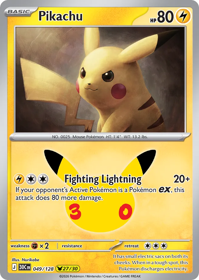 Pikachu – 30th Celebration 049/128 Pokémon card