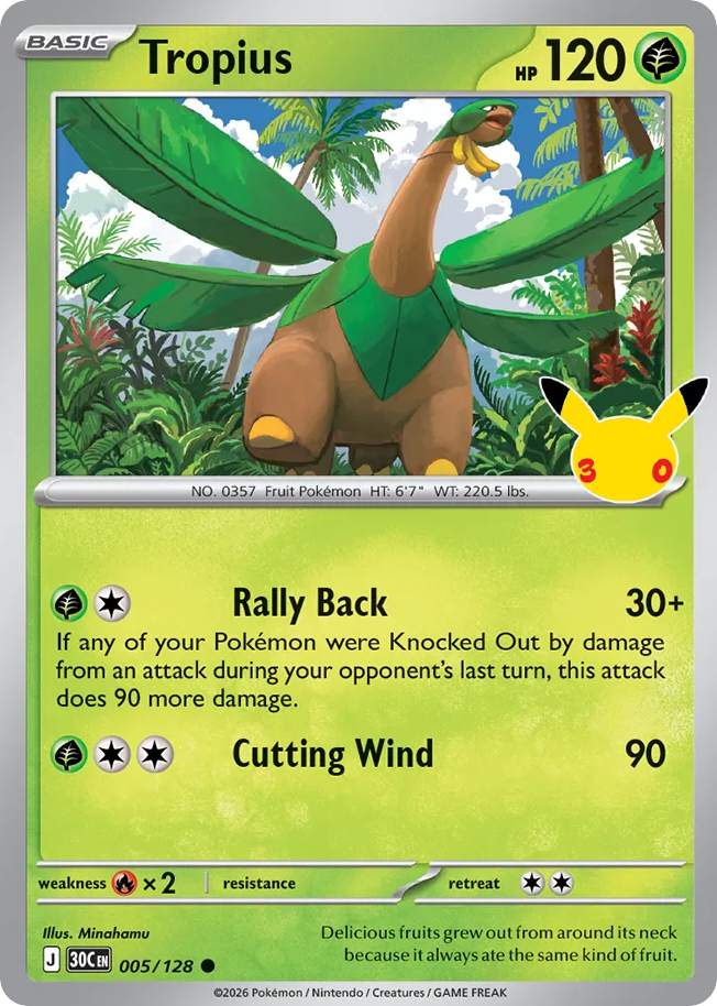Tropius – 30th Celebration 005/128 Pokémon card