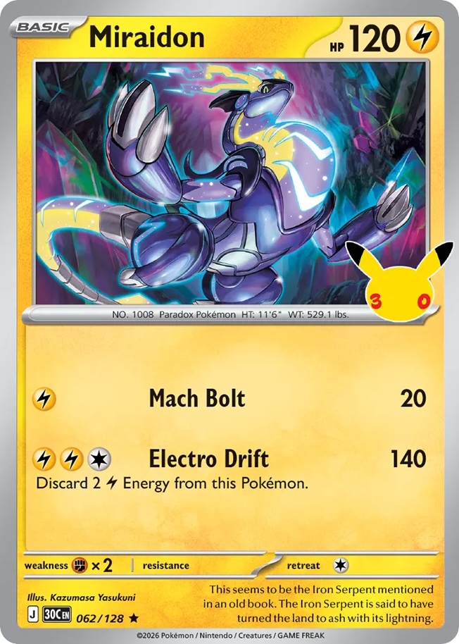 Miraidon – 30th Celebration 062/128 Pokémon card