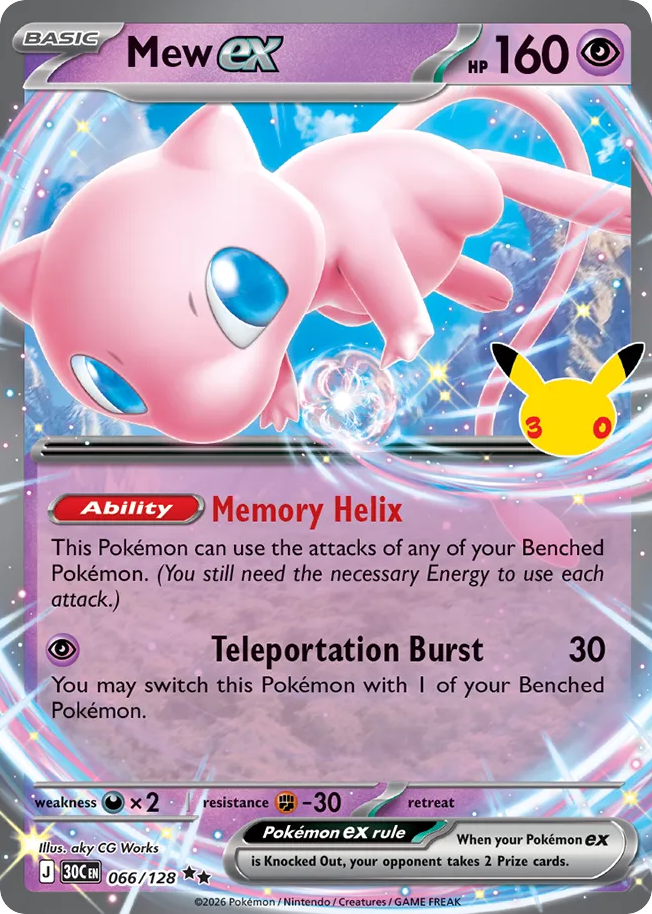Mew ex – 30th Celebration 066/128 Pokémon card