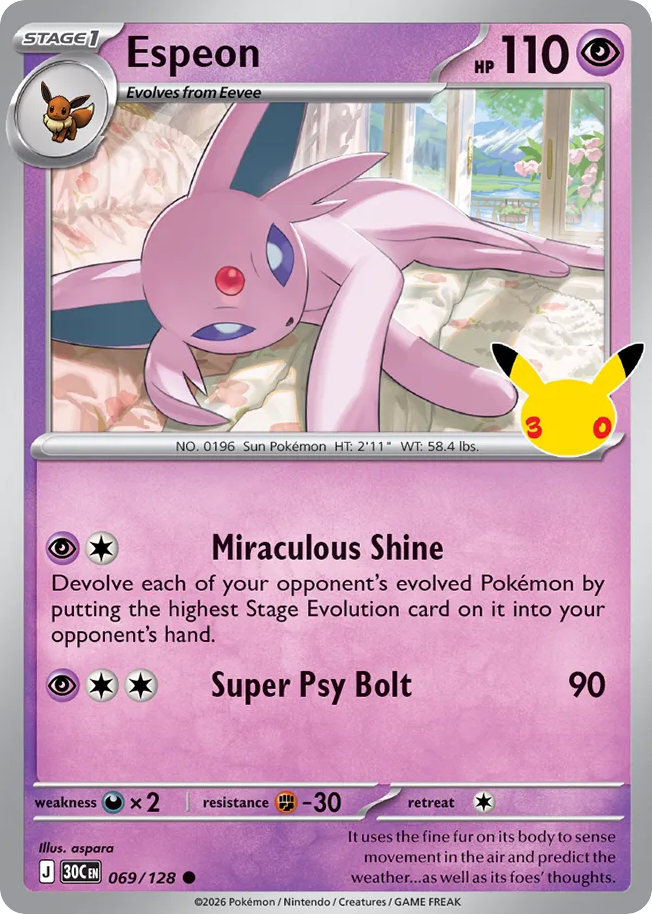 Espeon – 30th Celebration 069/128 Pokémon card