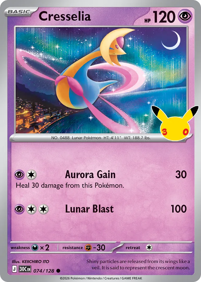 Cresselia – 30th Celebration 074/128 Pokémon card