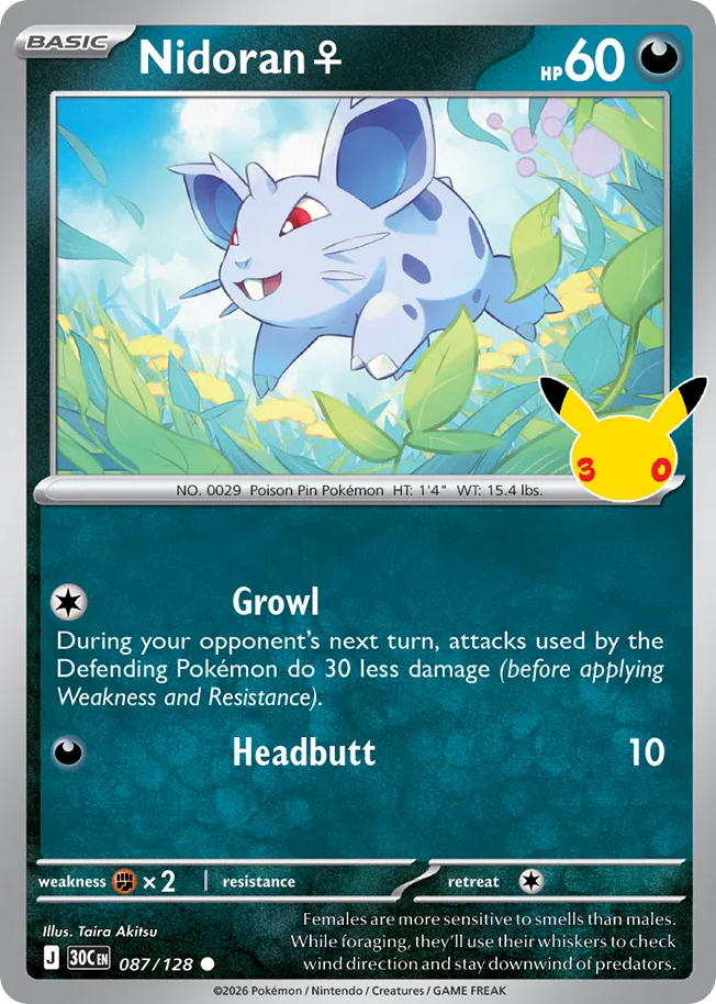Nidoran ♀ – 30th Celebration 087/128 Pokémon card