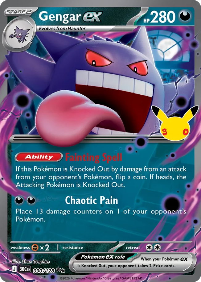 Gengar ex – 30th Celebration 090/128 Pokémon card