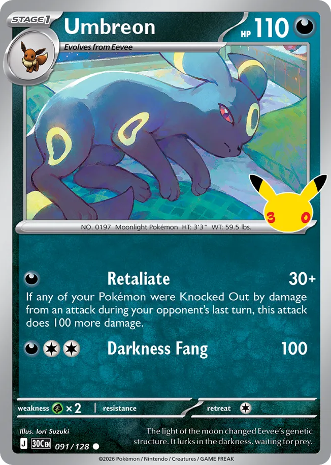 Umbreon – 30th Celebration 091/128 Pokémon card