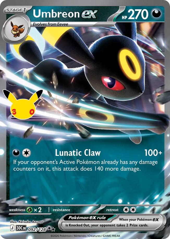 Umbreon ex – 30th Celebration 092/128 Pokémon card