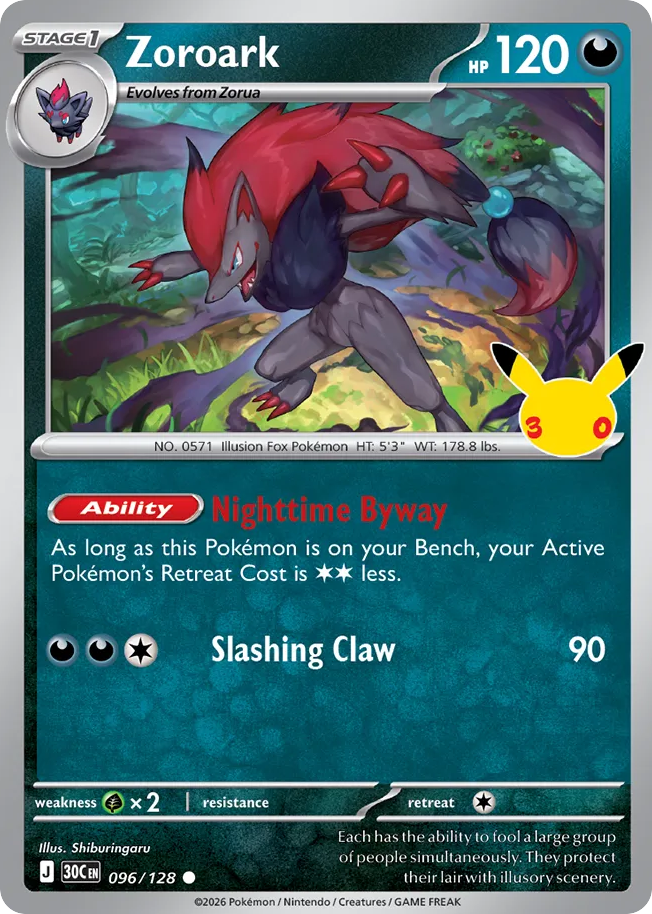 Zoroark – 30th Celebration 096/128 Pokémon card