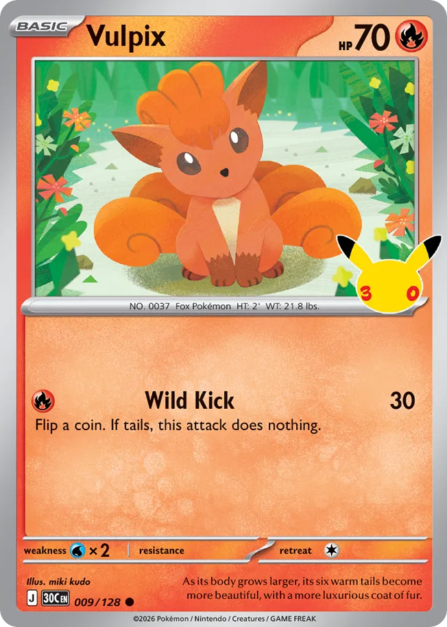 Vulpix – 30th Celebration 009/128 Pokémon card