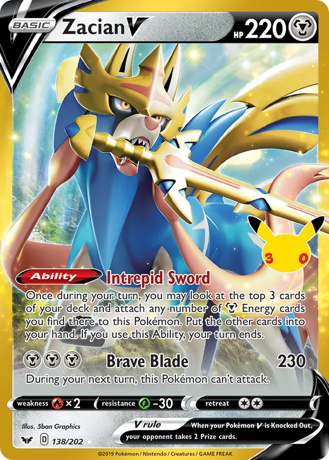 Zacian V – 30th Celebration: Classic Collection 138/202 Pokémon card