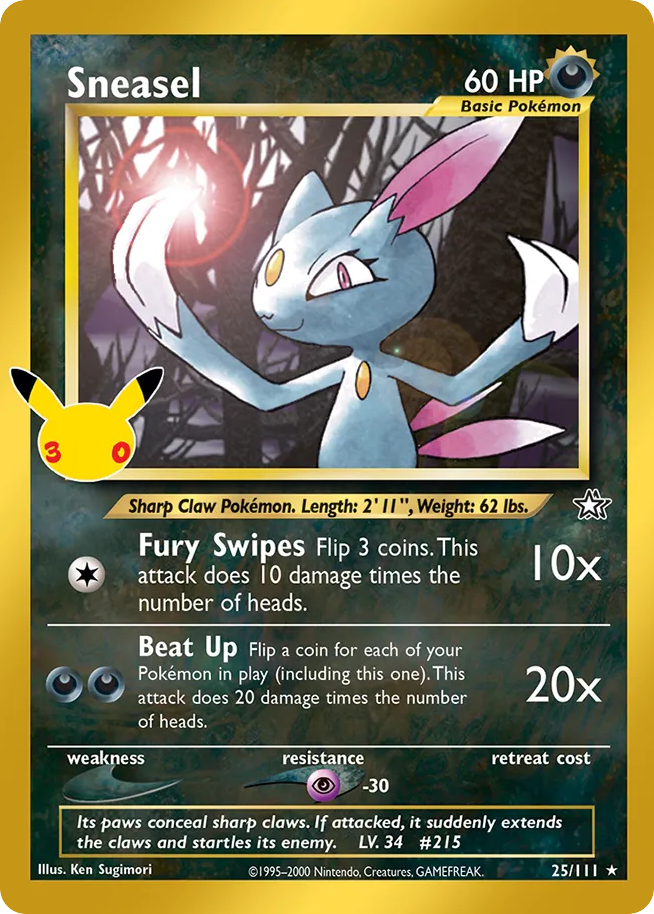 Sneasel – 30th Celebration: Classic Collection 25/111 Pokémon card