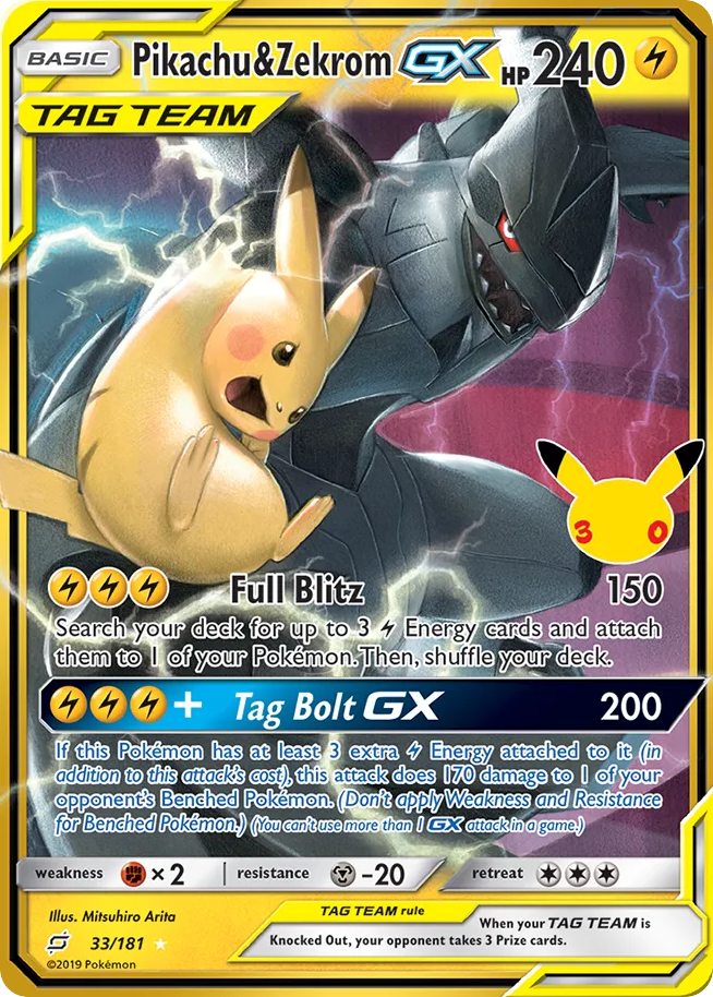 Pikachu & Zekrom-GX – 30th Celebration: Classic Collection 33/181 Pokémon card