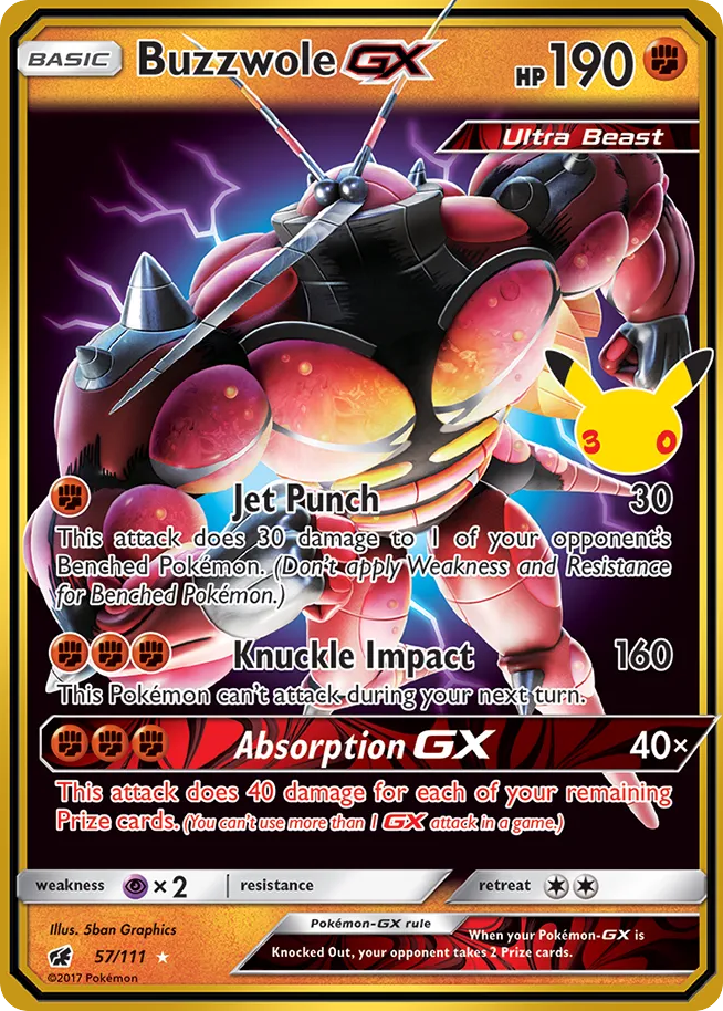 Buzzwole-GX – 30th Celebration: Classic Collection 57/111 Pokémon card