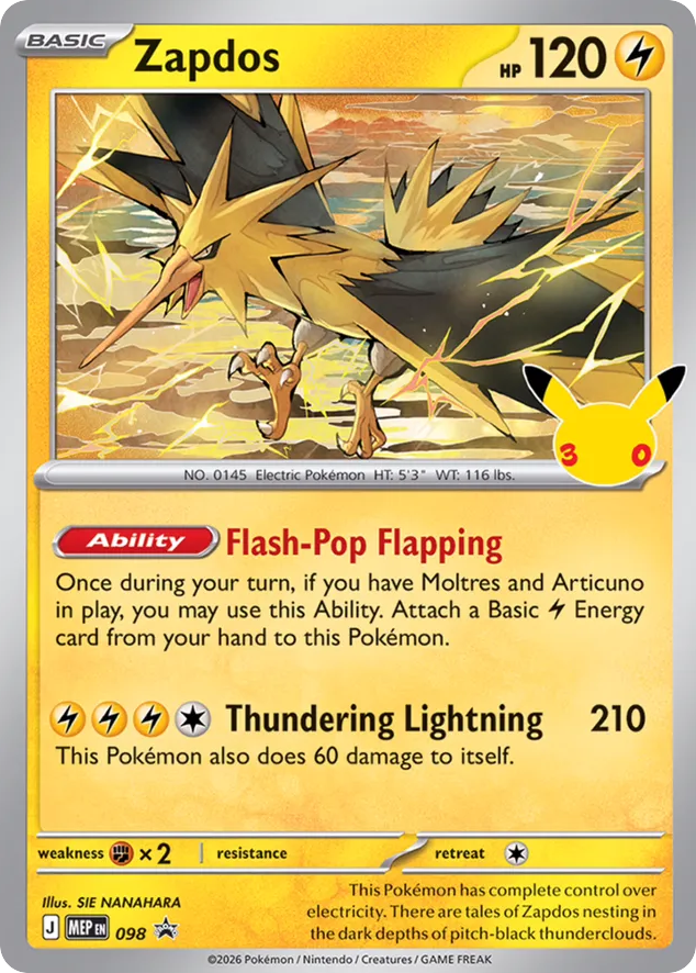 Zapdos – Mega Evolution Black Star Promos 098 Pokémon card