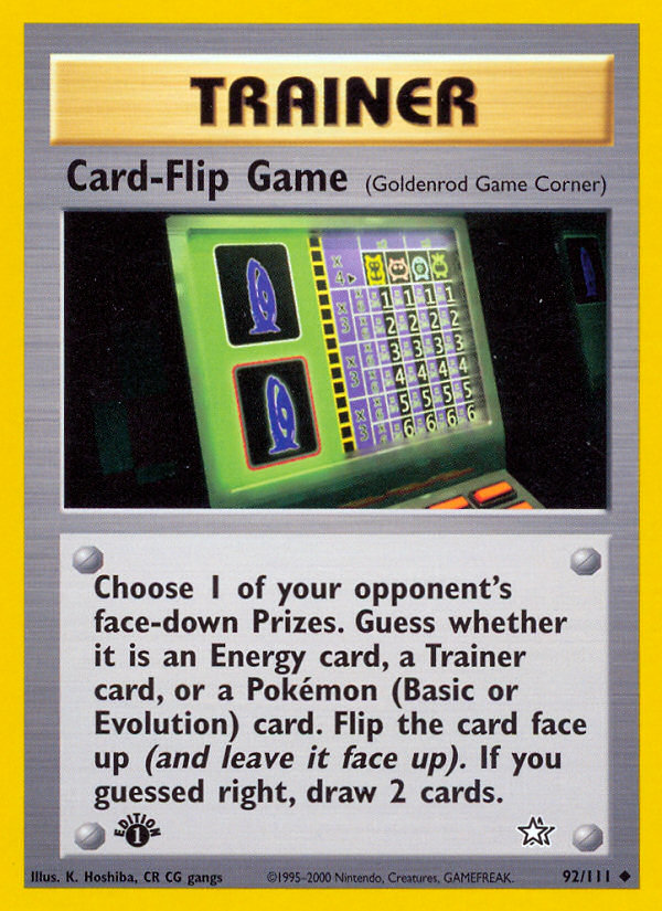 Card-Flip Game – Neo Genesis 92/111 Pokémon card