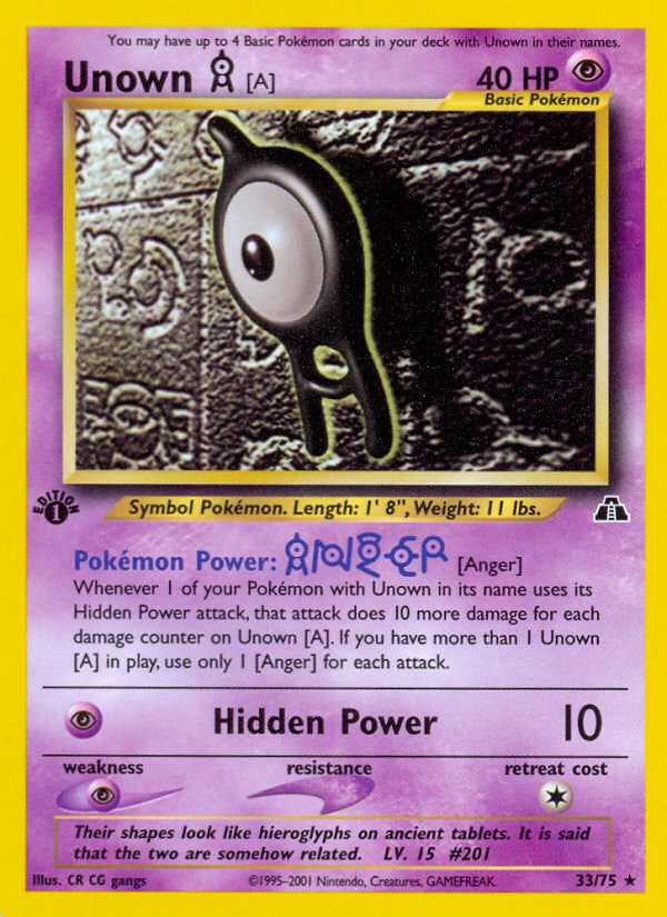 Unown [A] – Neo Discovery 33/75 Pokémon card