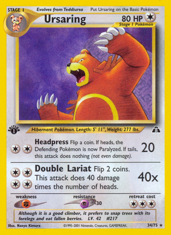 Ursaring – Neo Discovery 34/75 Pokémon card