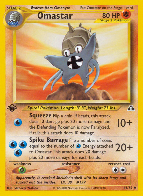 Omastar – Neo Discovery 43/75 Pokémon card