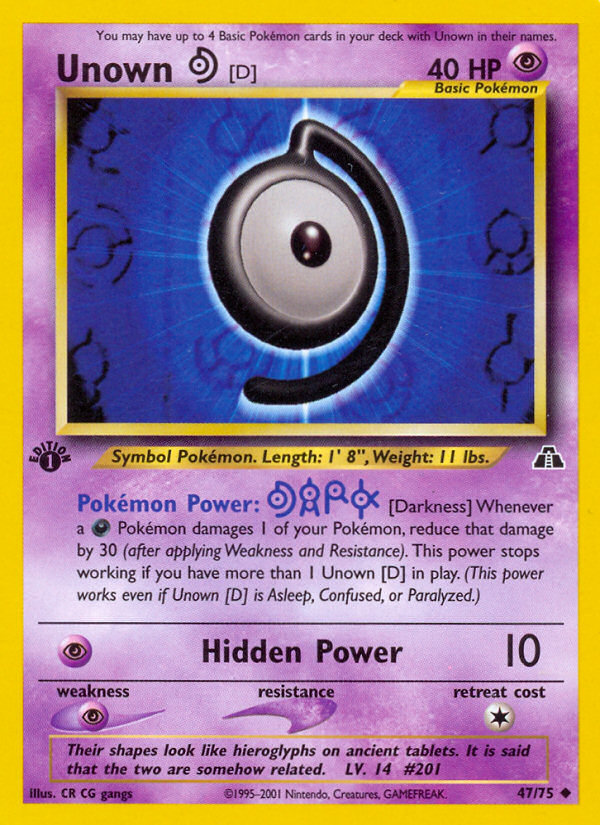 Unown [D] – Neo Discovery 47/75 Pokémon card