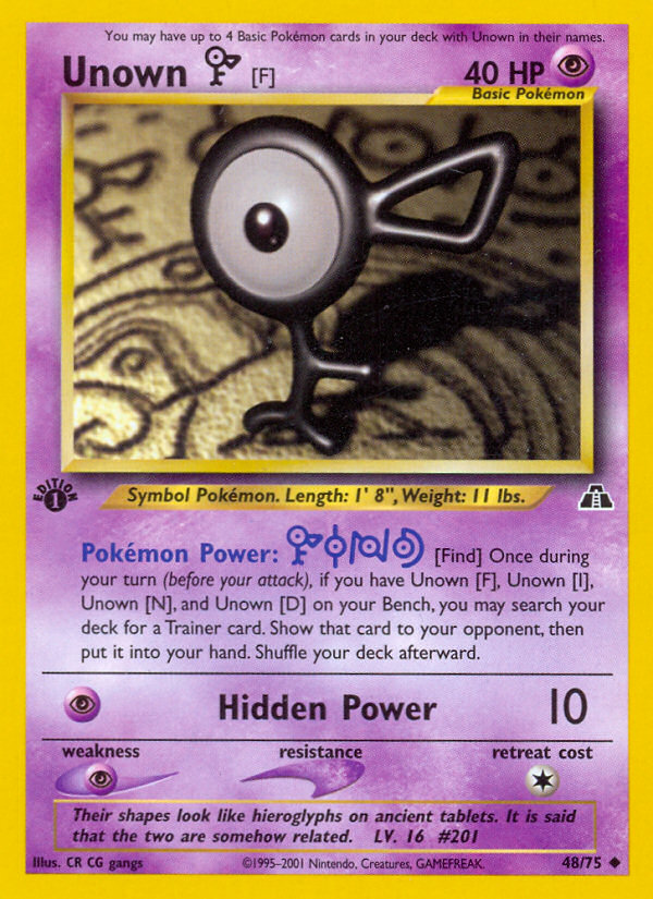 Unown [F] – Neo Discovery 48/75 Pokémon card