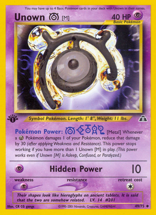 Unown [M] – Neo Discovery 49/75 Pokémon card