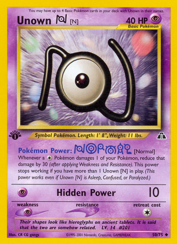 Unown [N] – Neo Discovery 50/75 Pokémon card
