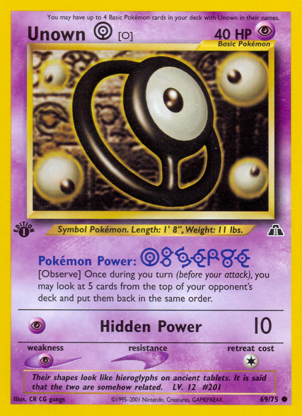 Unown [O] – Neo Discovery 69/75 Pokémon card