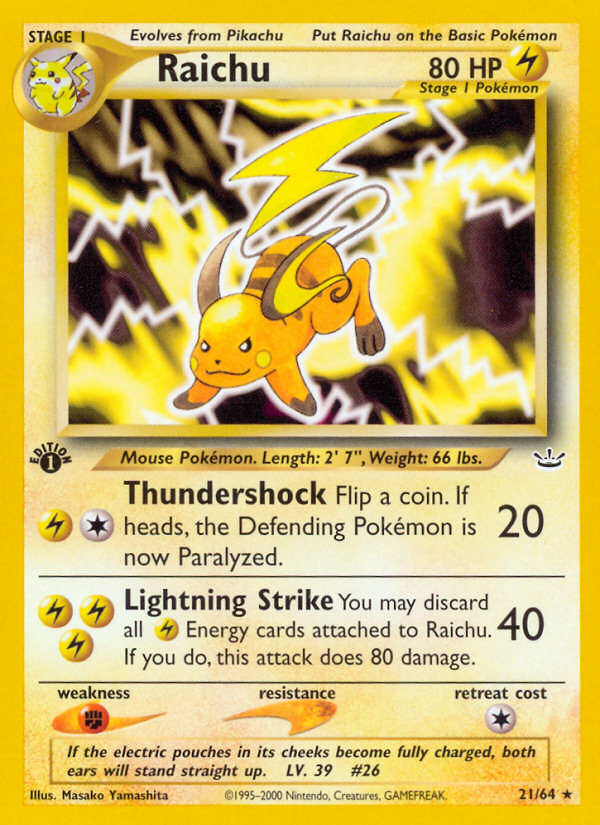 Raichu – Neo Revelation 21/64 Pokémon card