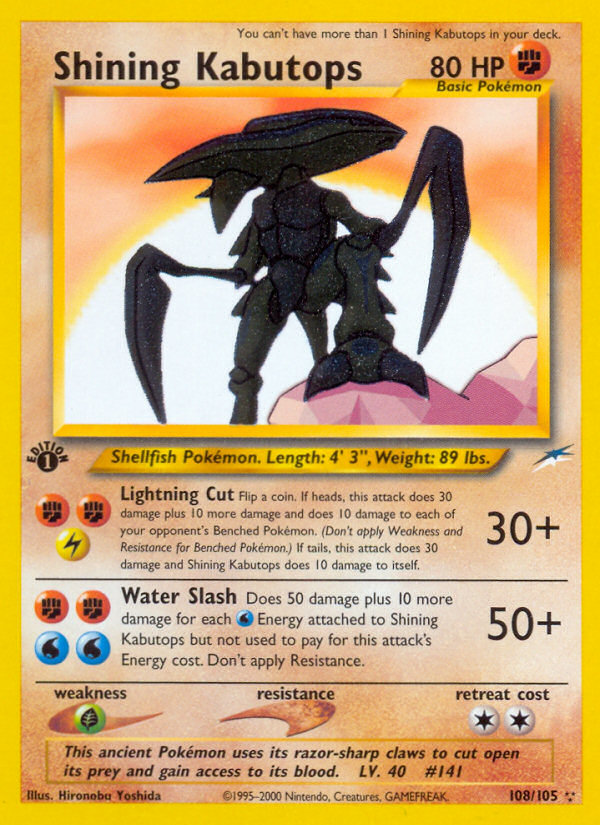 Shining Kabutops – Neo Destiny 108/105 Pokémon card